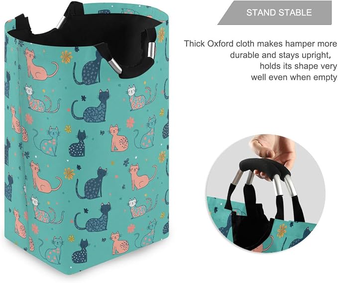 Sweet American Curlcats Turquoise laundry baskets collapsable and waterproof - Image 3