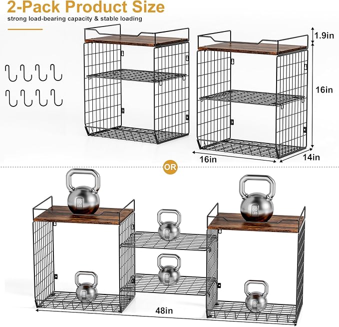 【2 PACK】3-Tier Wall Mounted Wire Baskets Work As-Laundry Room Shelves Over The - Image 3