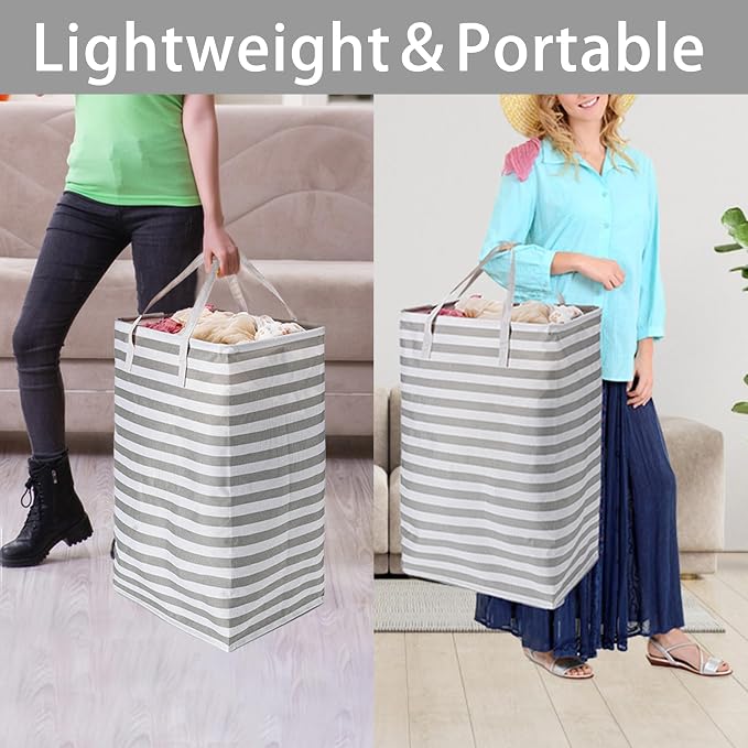BOOMIBOO 2-Pack Large Laundry Basket, Waterproof Freestanding Laundry Hamper - Image 7
