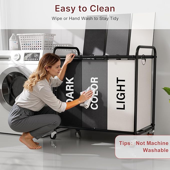 3-Compartment Laundry Cart - Image 6