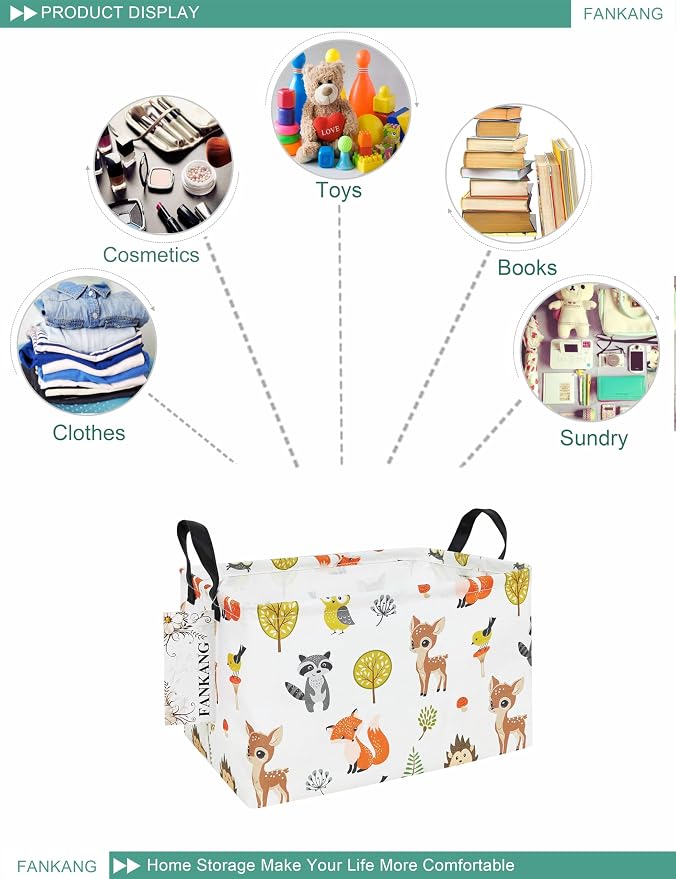 FANKANG Storage Bins, Nursery Hamper Canvas Laundry Basket Foldable - Image 3
