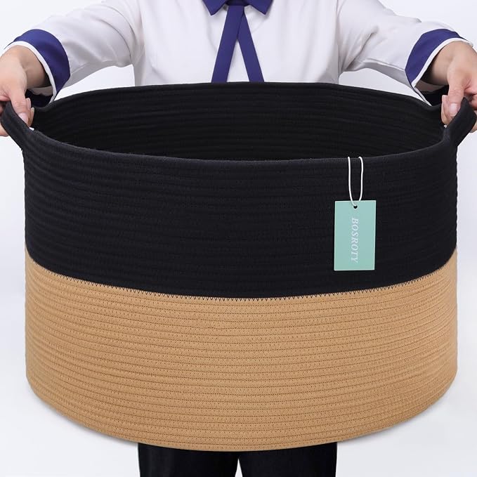 Extra Large Blanket Basket 87L, Laundry Hamper, Baby Nursery Hamper by BOSROTY
