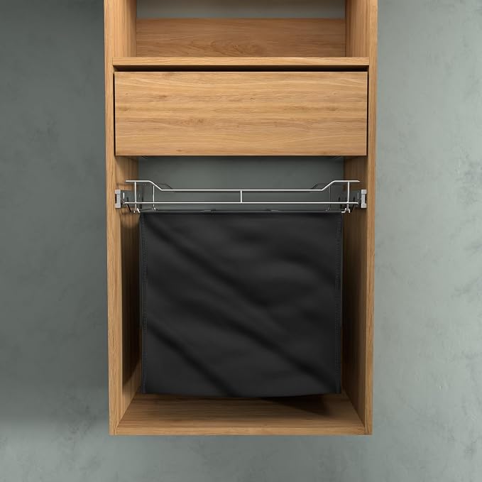 Classic 24" Full Extension Pullout Laundry Hamper in Chrome - Image 3