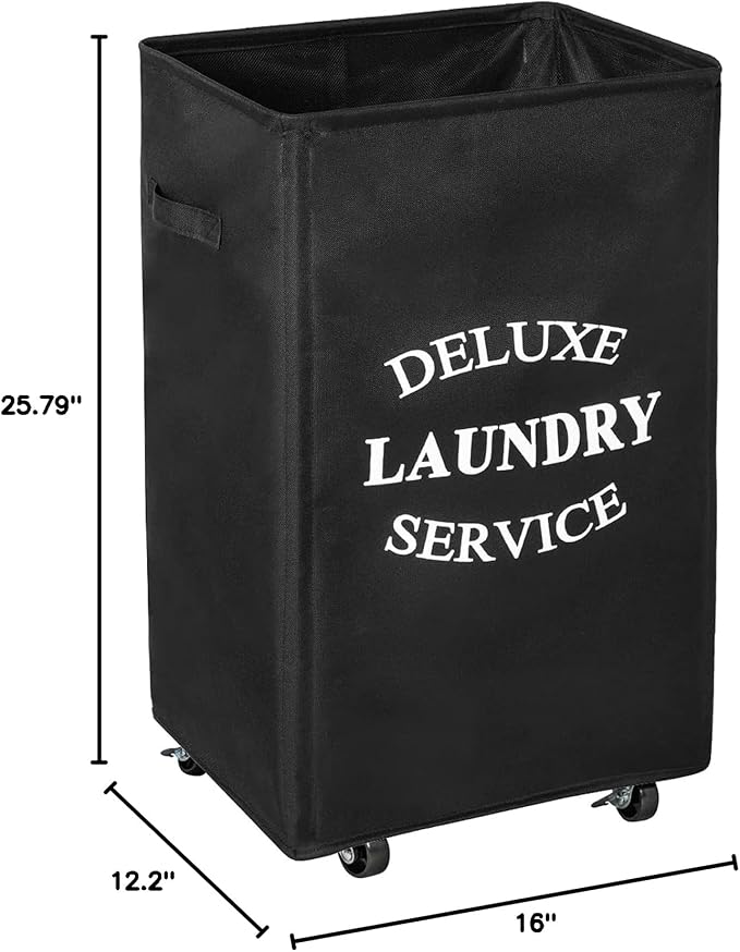 WOWLIVE Large Rolling Laundry Basket Wheels 90L Collapsible Tall Laundry Hamper - Image 6