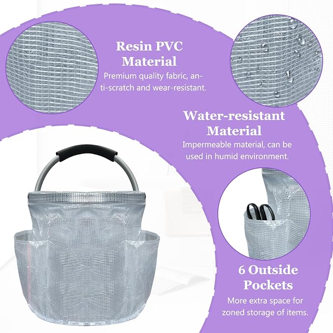 17L Portable Shower Caddy with Handle, Foldable Cleaning Supply Caddy in PVC - Image 8