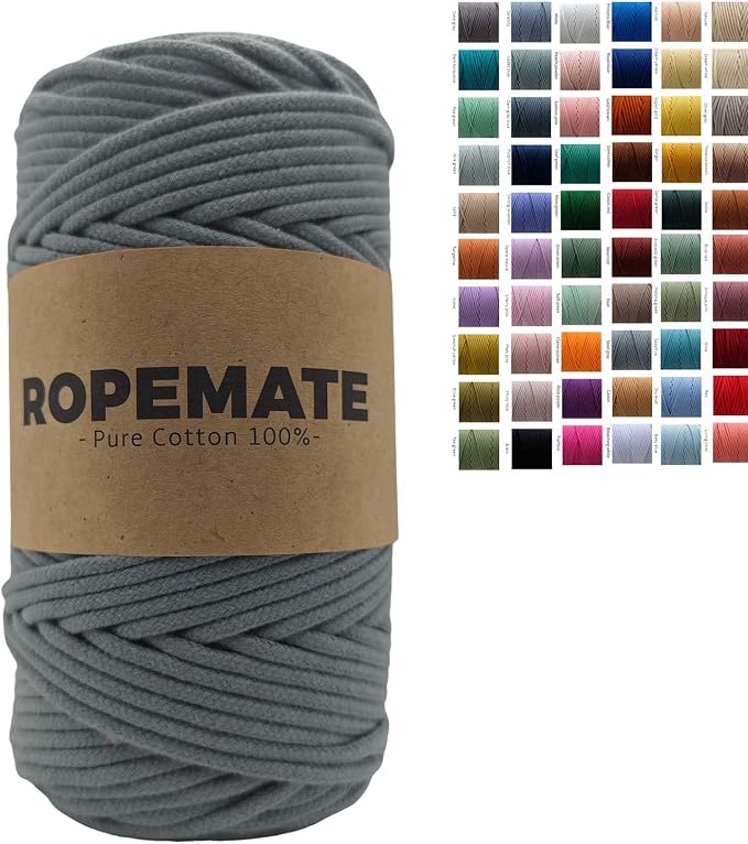 ROPEMATE 100% Cotton Macrame Cord, 3mmx110Yards Soft Braided Cotton String by ROPMEATE