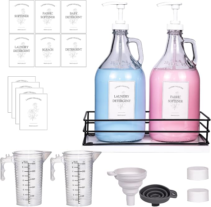 2 Pcs Glass Liquid Laundry Detergent Dispenser, Half Gallon Dispenser by Unknown