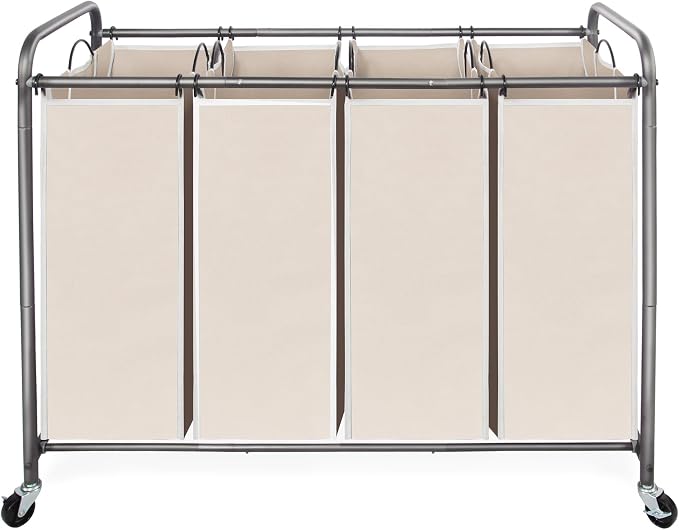 STO STO Laundry Sorter 4 Section, 4 Bag Clothes Hamper, Rolling Laundry Cart by STOSTO