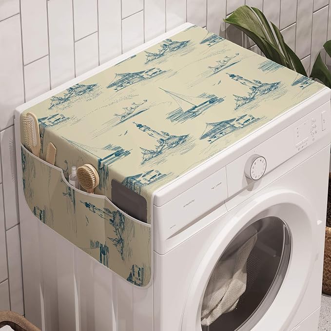 Ambesonne Lighthouse Washing Machine Organizer, Hand Drawn Beach Pattern by Ambesonne