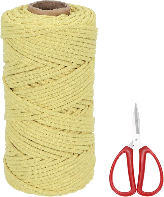 MECCANIXITY Braided Macrame Cord, 4mm x 109 Yards Natural Cotton Rope Macrame by MECCANIXITY