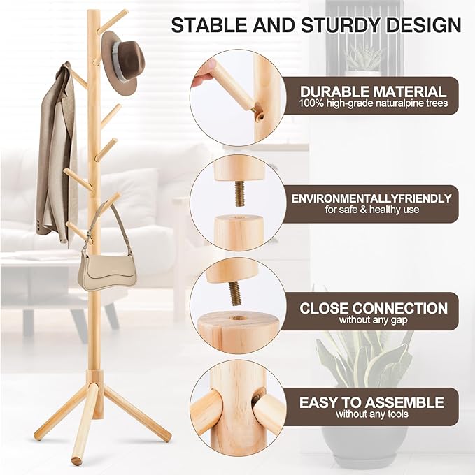 2 PCS Coat Rack, Freestanding Coat Rack - Image 5