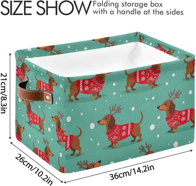 Pfrewn Christmas Winter Storage Basket Dutch Hound Dog in Christmas Pullover - Image 4