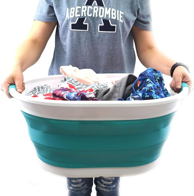 'SAMMART Set of 2-36L Collapsible Oval Laundry Basket-Foldable Storage - Image 6