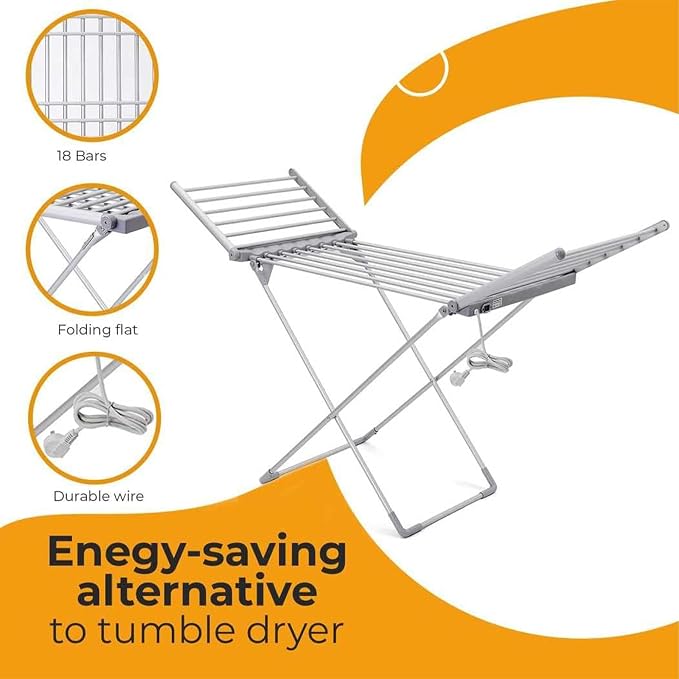 Energy-Efficient Electric Heated Clothes Dryer, Foldable Indoor Airer - Image 4