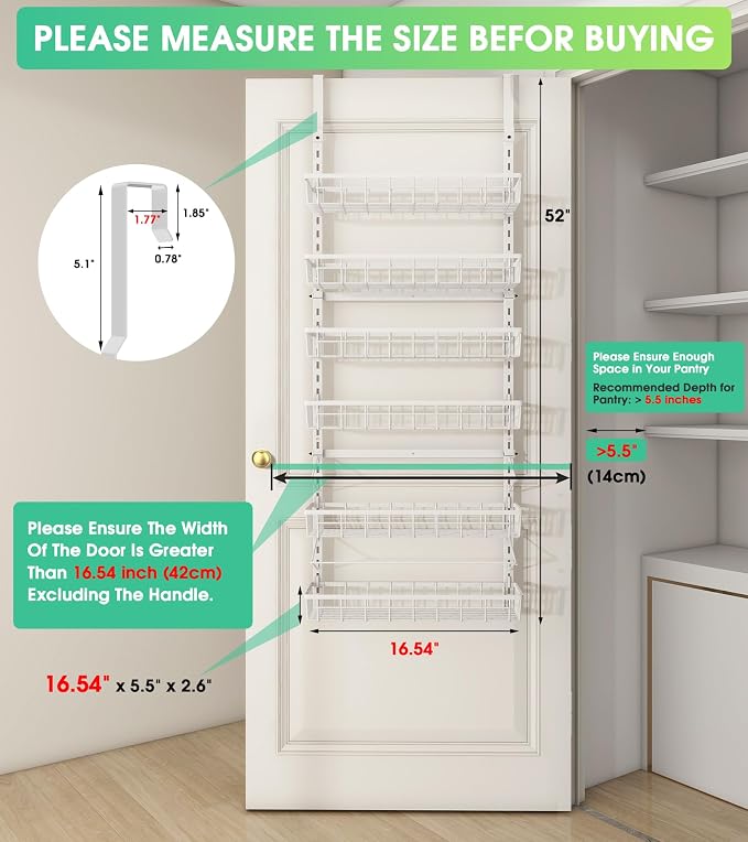 Over The Door Pantry Organizer, Wall Mount Spice Rack, Pantry Hanging Storage - Image 2