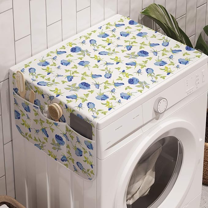 Ambesonne Green Flower Washing Machine Organizer, Floral Pattern Abstract Rose by Ambesonne