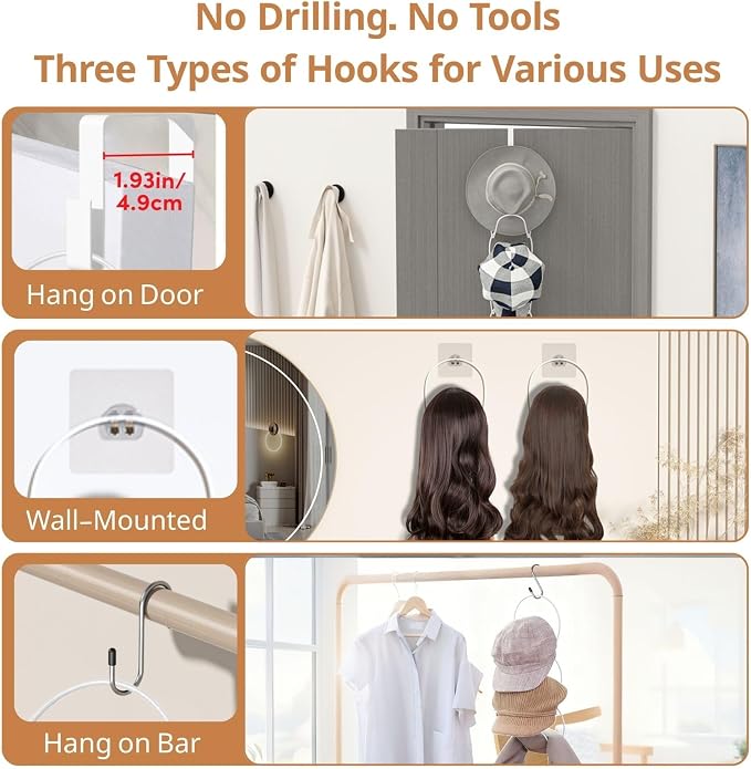 LINFIDITE 10 Pack Hat Rack Hanger Holder Organizer Closet Hanging Baseball Cap - Image 4