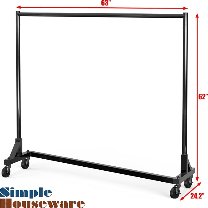 Simple Houseware Industrial Grade Z-Base Garment Rack, 500lb Load - Image 6