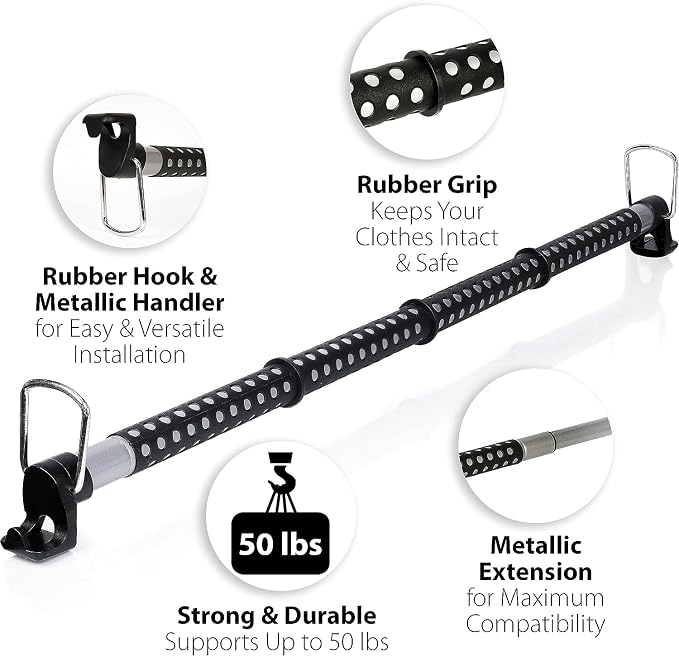 Zone Tech Automotive Expandable Clothes Hanger Bar - Image 4