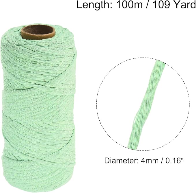 MECCANIXITY Cotton Rope Twisted Braided Twisted Single Strand Cord, Matcha - Image 2