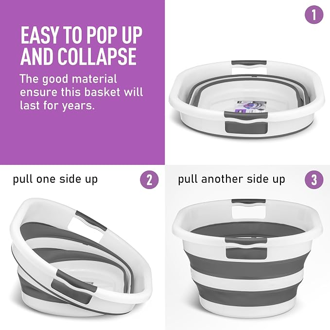 Superio Collapsible Laundry Basket Holder 5-Pack, Clothing Storage, Picnic - Image 4
