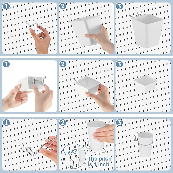 Jinei 12 Pcs Pegboard Bins and Cups - Image 3