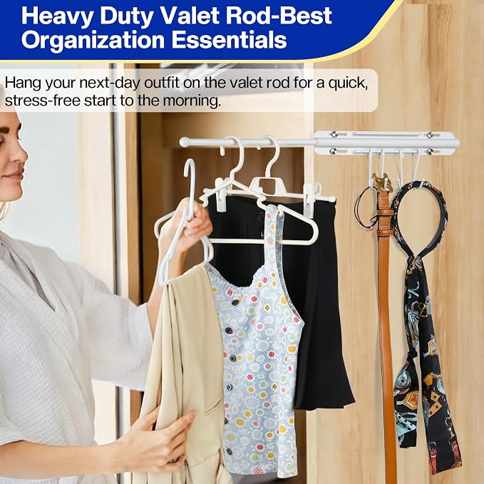 12 inch Valet Rod for Closet Pull Out, Heavy Duty Closet Valet Rods Slide Out - Image 5