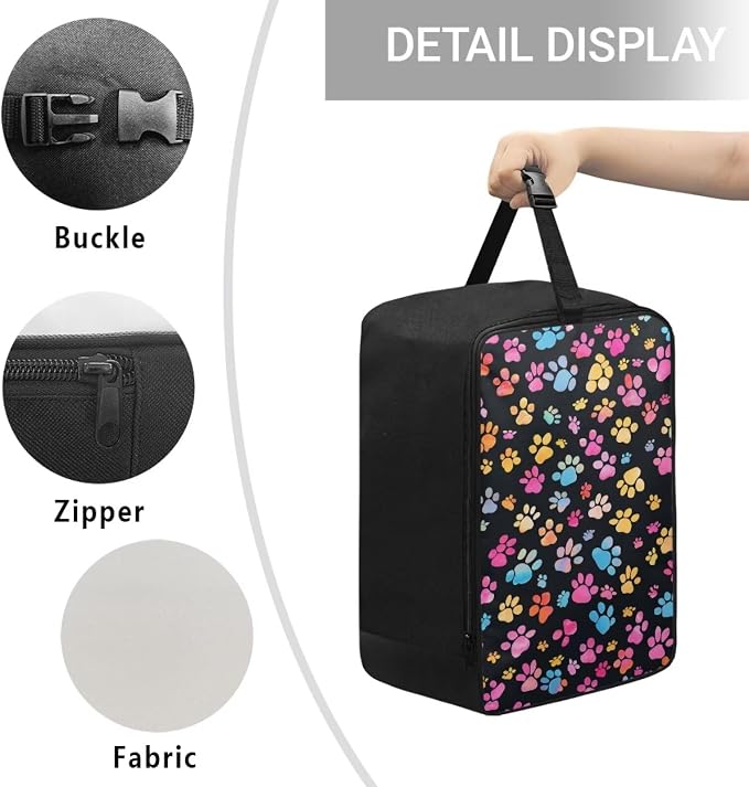Colorful Paw Travel Steamer Storage Bag Zippered Carrying Case - Image 5