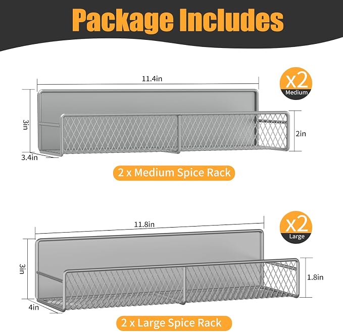 Magnetic Spice Rack for Refrigerator, 4 Pack 100% Metal Strong Magnet Fridge - Image 2