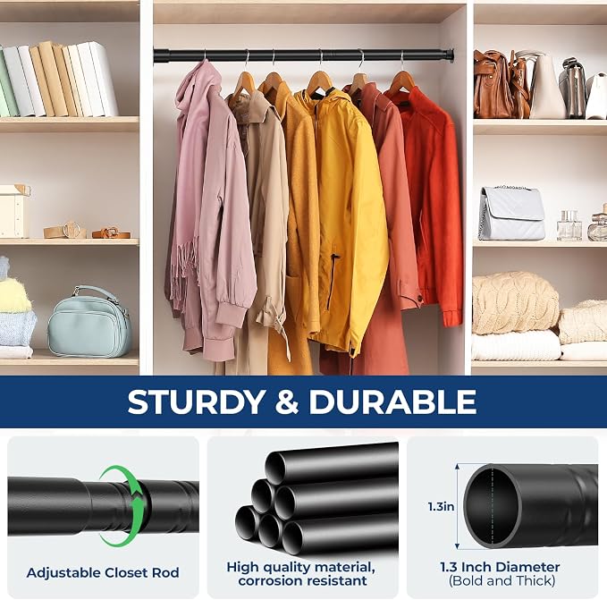 Mavivegue Closet Rod, 17 to 28 Inch Adjustable Closet Rods - Image 6