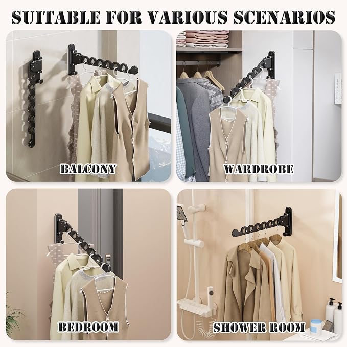 Wall Mounted Clothes Hanger Rack Folding Wall Mounted Clothes Hanger - Image 4