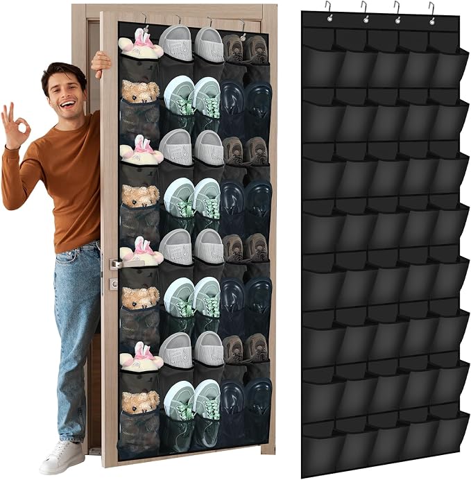 Windyun 40 Over the Door Shoe Organizer Large Breathable Mesh Pockets Hanging - Image 7
