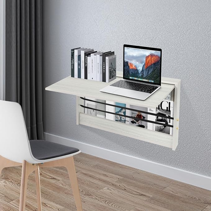 Folding Wall Mounted Table Desk, Small Space Drop Leaf Wall Desk, Floating Table - Image 7