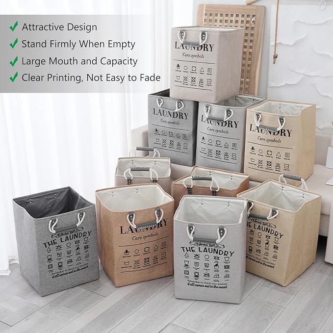 Small Laundry Basket, 50L Foldable Laundry Hamper Organizer - Image 3