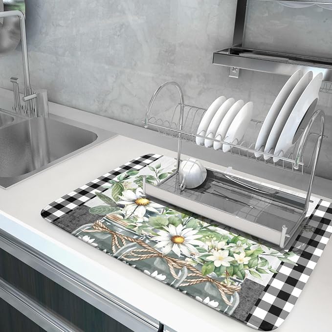 Spring Daisy Floral Dish Drying Mat - Image 5
