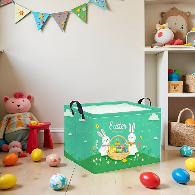 Rectangular Easter Basket for Home Kitchen Baby Girls Basket Cute Storage Bin - Image 3