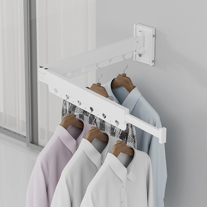 Clothes Drying Rack, Retractable and Foldable Laundry Drying Rack Wall Mount - Image 5