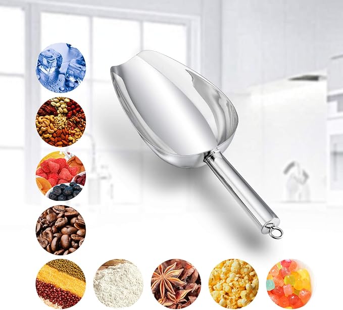 Ice Scoop, E-far Stainless Steel Kitchen Utility Scoop Set - Image 4