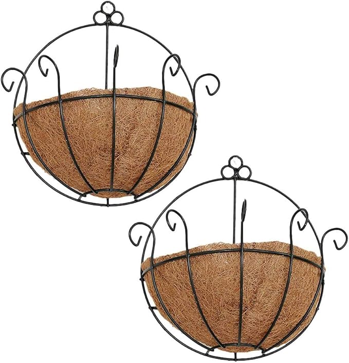 Orgrimmar 2 Pcs Iron Wall Hanging Planters Basket 9.8 Inches Half Round Plant by Orgrimmar