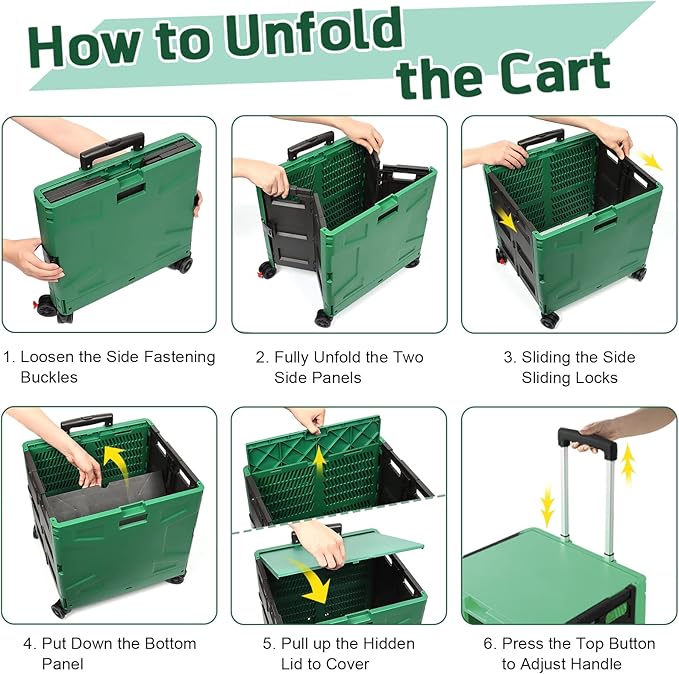 FELICON Folding Utility Cart Rolling Crate Handcart - Image 4