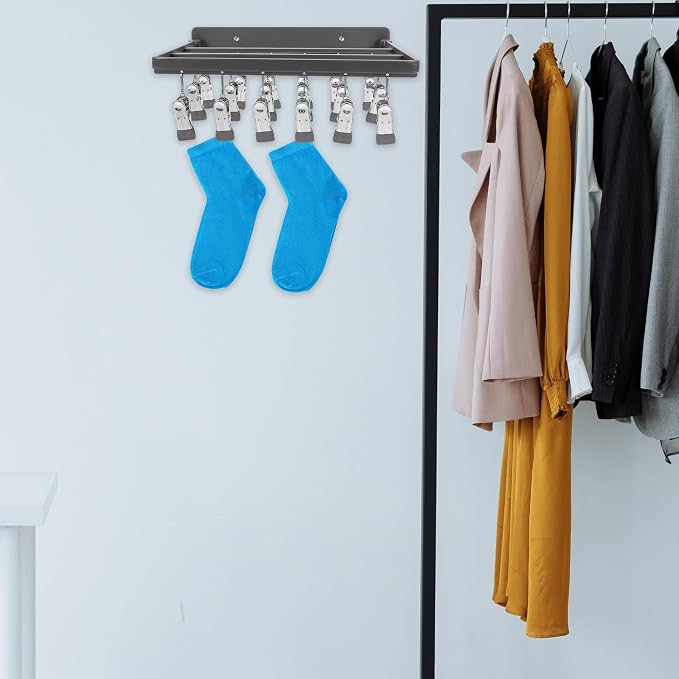 Multi-Clip Clothes Hanger with 26 Clips, Punch-Free Foldable Laundry Drying Rack - Image 3