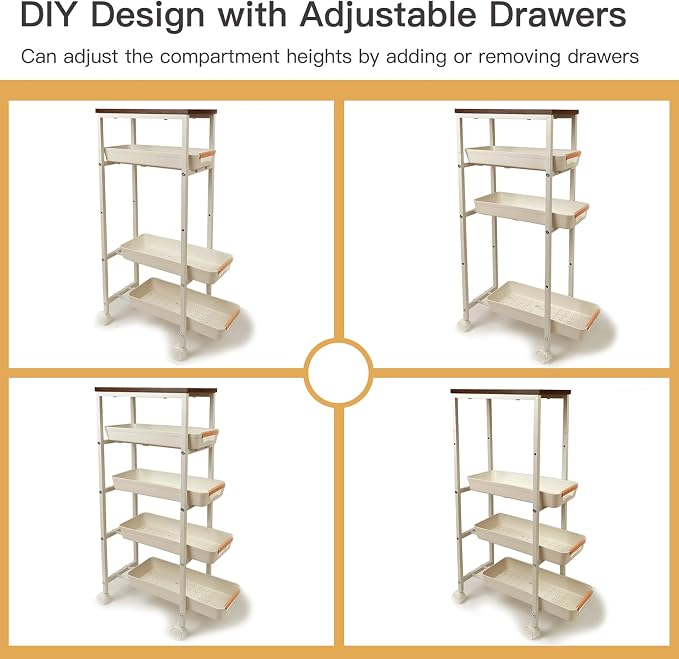 5 Tier Slim Rolling Storage Cart - Image 3