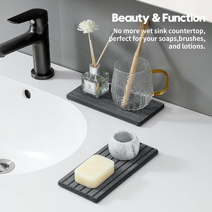 2PCS Diatomite Water Absorbing Stone Drying Tray Mat - Image 2