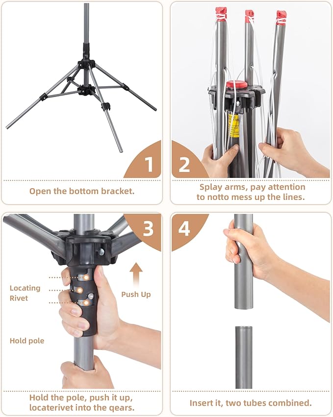 STORAGE MANIAC Portable Umbrella Clothes Drying Rack 8 Lines - Image 4
