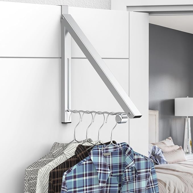 Clothes Drying Rack for Laundry Room Organization, Foldable Over The Door - Image 6