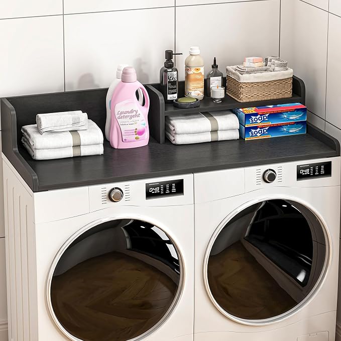 Washer Dryer Countertop with Open Storage Shelf & Raised Edge Guard, Modern by BREENHILL