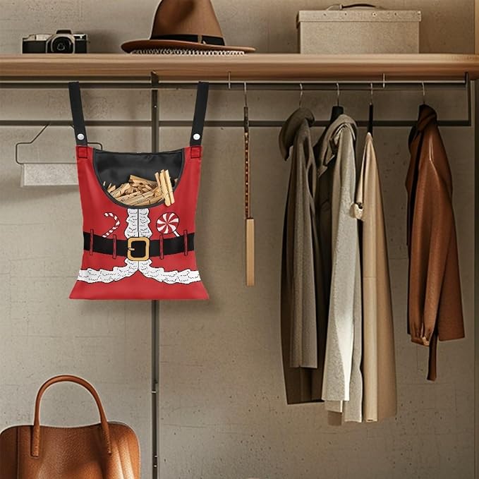 Santa Suit Clothespin Bag with Large Opening, Clothespin Storage Bag Laundry - Image 4