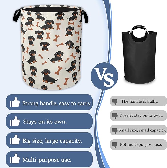 Cute Dachshund Laundry Basket, Foldable Oxford Cloth Bone Laundry Hamper - Image 3