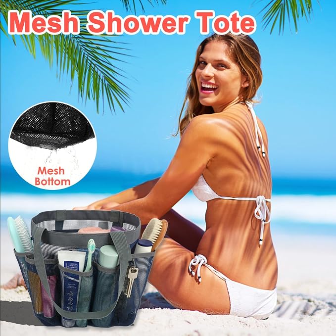 Mesh Shower Caddy Portable for College Dorm Room Essentials, 8-Pocket Large - Image 5
