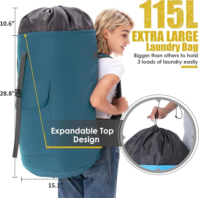 Backpack Laundry Bag, 115L Heavy Duty Extra Large College Laundry Backpack - Image 3